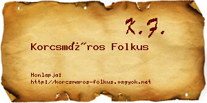 Korcsmáros Folkus névjegykártya
